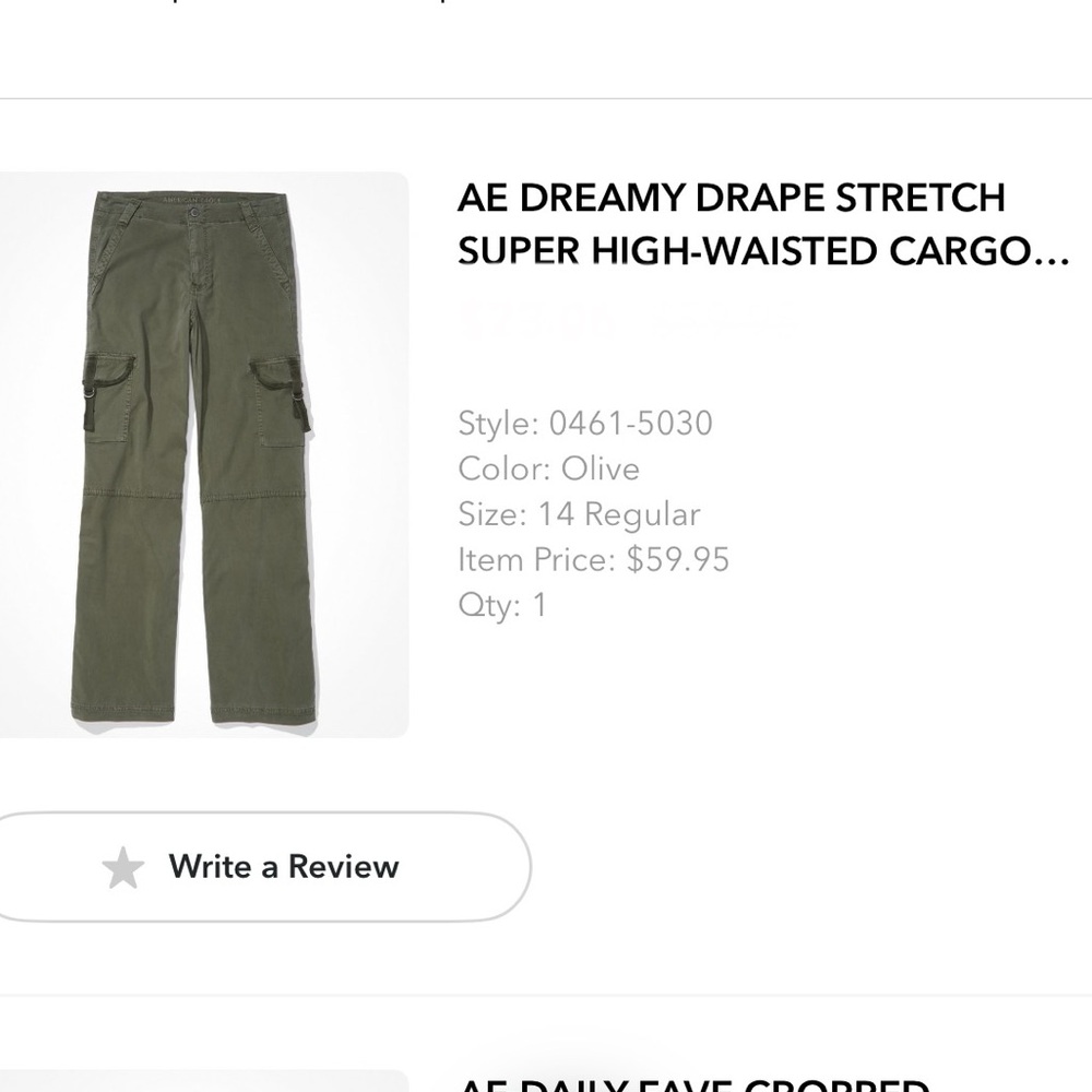 American eagle super high waisted baggy cargo pants size 14